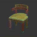 Minimalist Wooden Chair With Yellow Cushion And Curved Armrests Interior Design